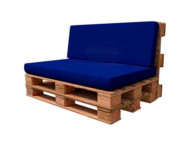 Двухместный диван Black с синей подушкой