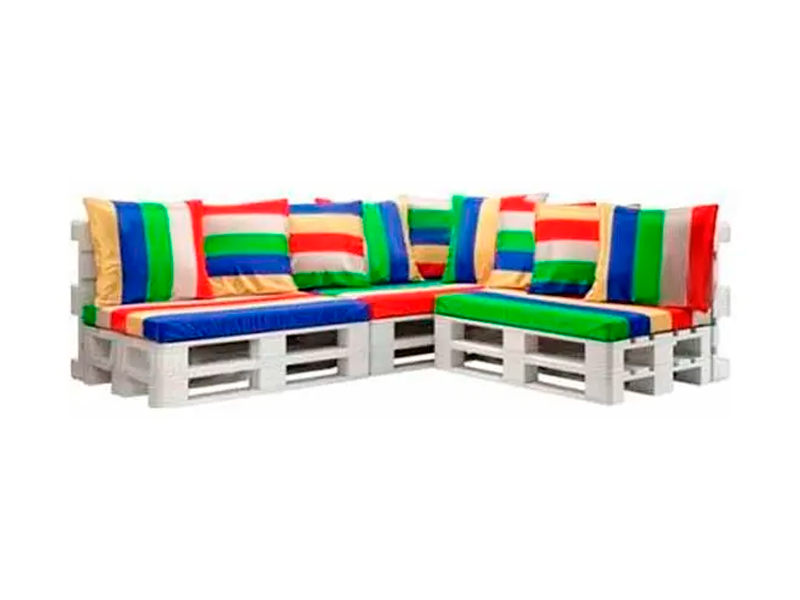 Угловой диван White с разноцветными подушками