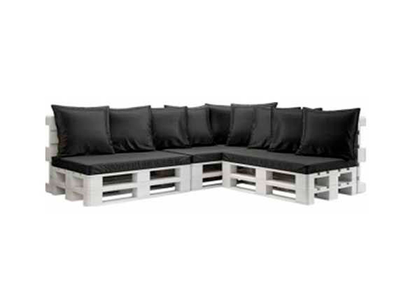 Угловой диван White с серыми подушками